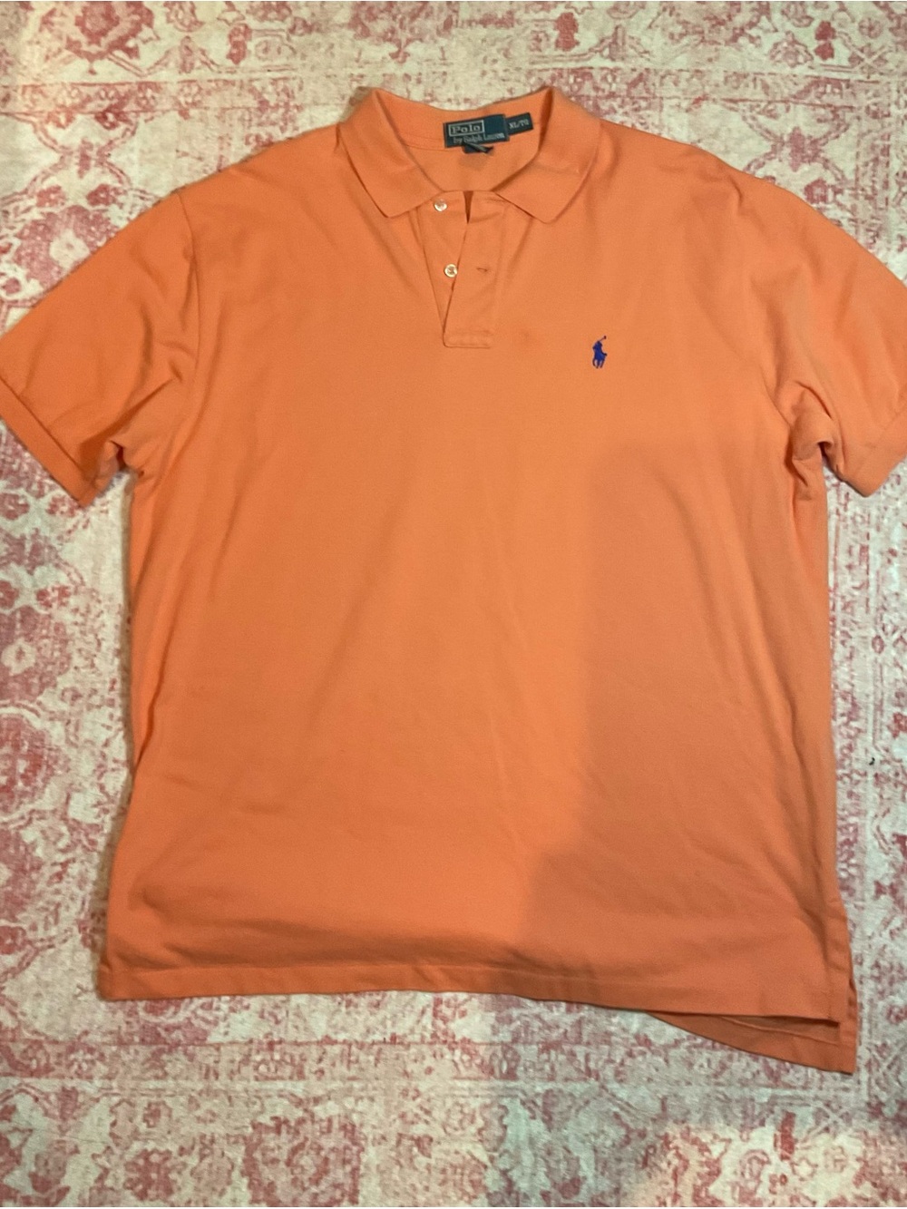 Ralph Lauren Coral Polo with Blue Pony Embroidery